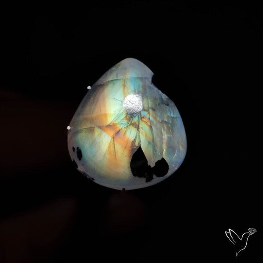 Rainbow Moonstone With Black Tourmaline Inclusions