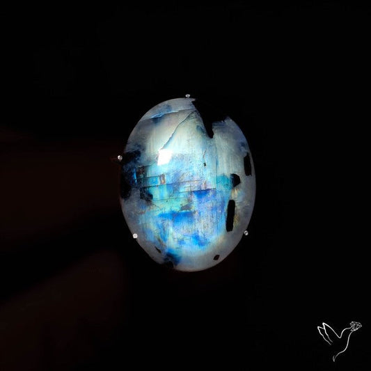 Rainbow Moonstone With Black Tourmaline Inclusions