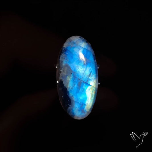 Rainbow Moonstone With Black Tourmaline Inclusions