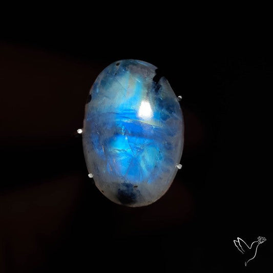 Rainbow Moonstone With Black Tourmaline Inclusions