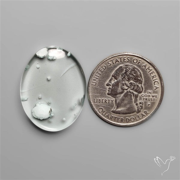 Hemimorphite in Quartz Cabochon