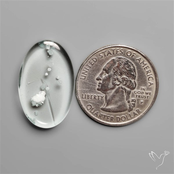 Hemimorphite in Quartz Cabochon