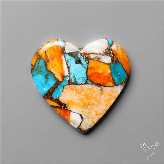 Spiny Oyster Mohave Turquoise Heart Carving