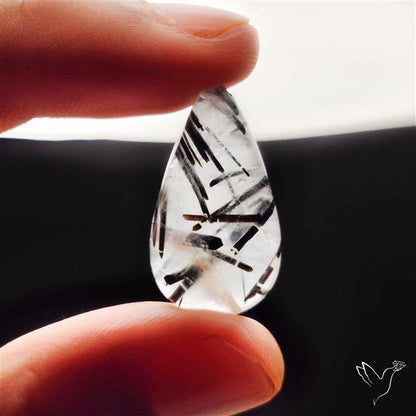 Black Tourmalinated Quartz Cabochon