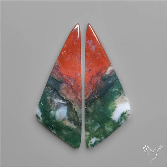 Red Moss Agate Pair