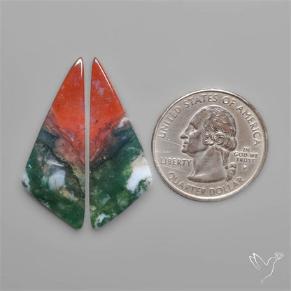 Red Moss Agate Pair