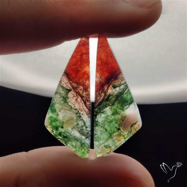 Red Moss Agate Pair