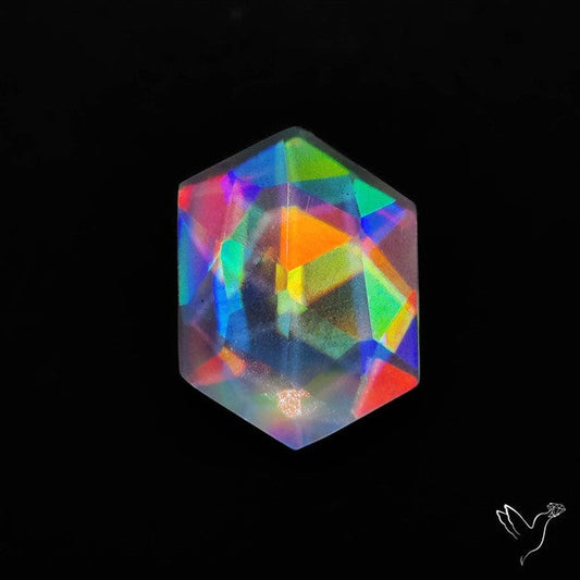 Rose Cut Rainbow Disco Quartz (Upclcled CD & Quartz Doublet)