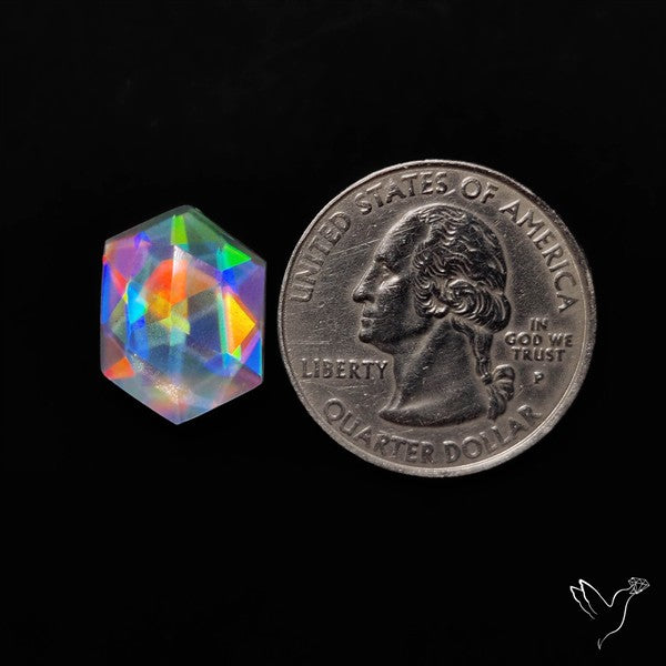 Rose Cut Rainbow Disco Quartz (Upclcled CD & Quartz Doublet)