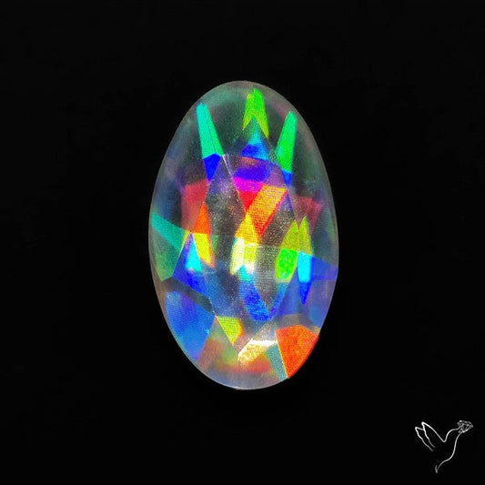 Rose Cut Rainbow Disco Quartz (Upclcled CD & Quartz Doublet)