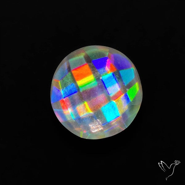 Rainbow Disco Quartz Checkerboard Cut (Upclcled CD & Quartz Doublet)