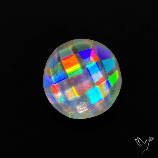 Rainbow Disco Quartz Checkerboard Cut (Upclcled CD & Quartz Doublet)