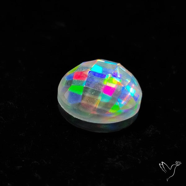 Rainbow Disco Quartz Checkerboard Cut (Upclcled CD & Quartz Doublet)