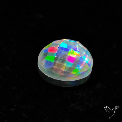 Rainbow Disco Quartz Checkerboard Cut (Upclcled CD & Quartz Doublet)