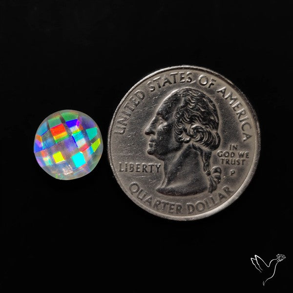 Rainbow Disco Quartz Checkerboard Cut (Upclcled CD & Quartz Doublet)