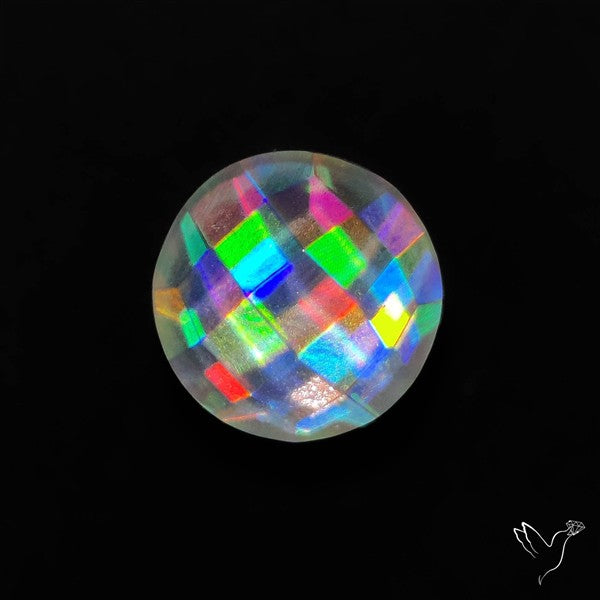 Rainbow Disco Quartz Checkerboard Cut (Upclcled CD & Quartz Doublet)