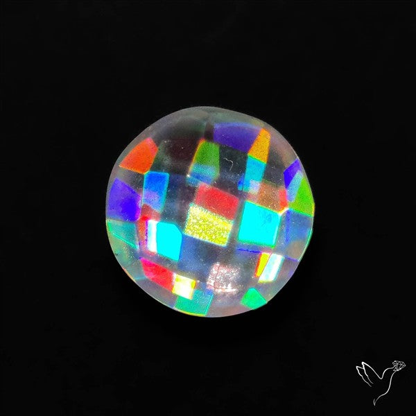Rainbow Disco Quartz Checkerboard Cut (Upclcled CD & Quartz Doublet)