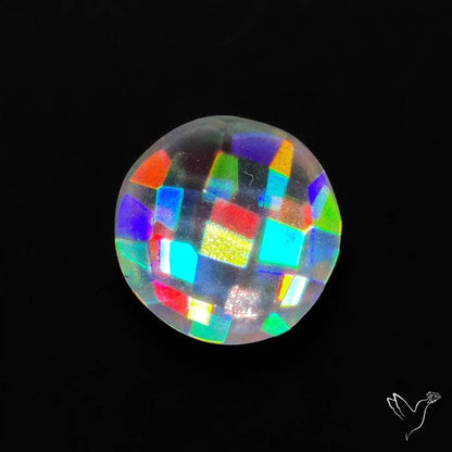 Rainbow Disco Quartz Checkerboard Cut (Upclcled CD & Quartz Doublet)