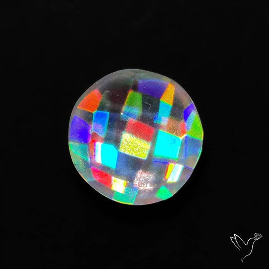 Rainbow Disco Quartz Checkerboard Cut (Upclcled CD & Quartz Doublet)