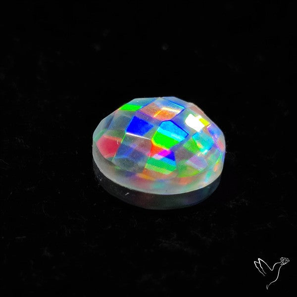Rainbow Disco Quartz Checkerboard Cut (Upclcled CD & Quartz Doublet)