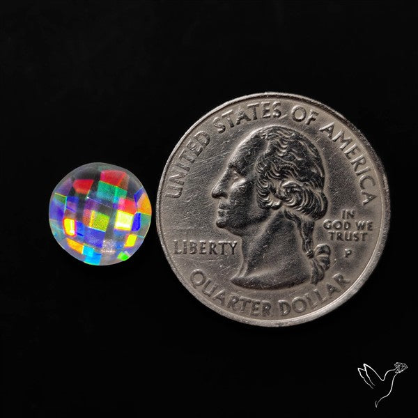 Rainbow Disco Quartz Checkerboard Cut (Upclcled CD & Quartz Doublet)