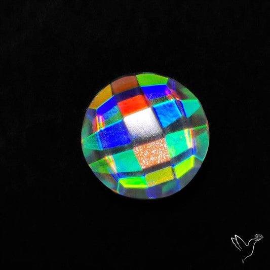 Rainbow Disco Quartz Checkerboard Cut (Upclcled CD & Quartz Doublet)