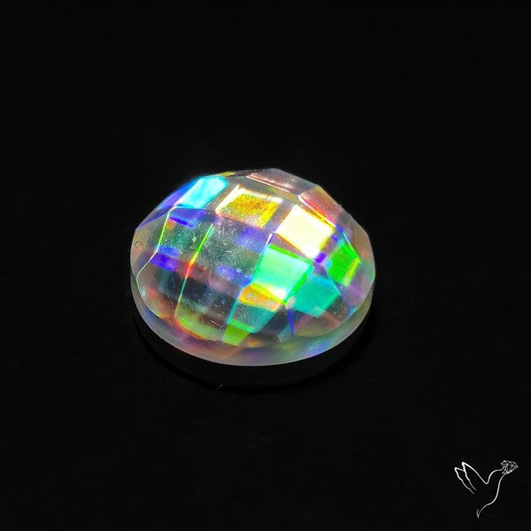 Rainbow Disco Quartz Checkerboard Cut (Upclcled CD & Quartz Doublet)