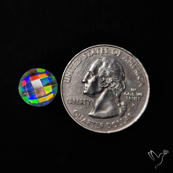 Rainbow Disco Quartz Checkerboard Cut (Upclcled CD & Quartz Doublet)