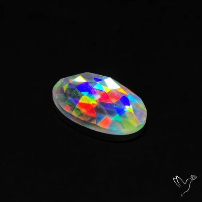 Rose Cut Rainbow Disco Quartz (Upclcled CD & Quartz Doublet)