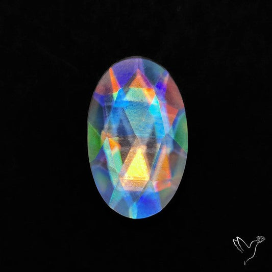 Rose Cut Rainbow Disco Quartz (Upclcled CD & Quartz Doublet)