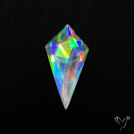 Rose Cut Rainbow Disco Quartz (Upclcled CD & Quartz Doublet)