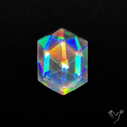 Rose Cut Rainbow Disco Quartz (Upclcled CD & Quartz Doublet)