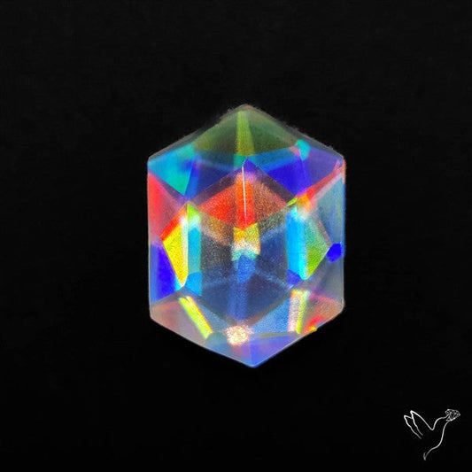 Rose Cut Rainbow Disco Quartz (Upclcled CD & Quartz Doublet)