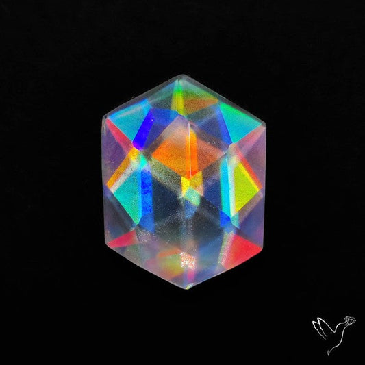 Rose Cut Rainbow Disco Quartz (Upclcled CD & Quartz Doublet)