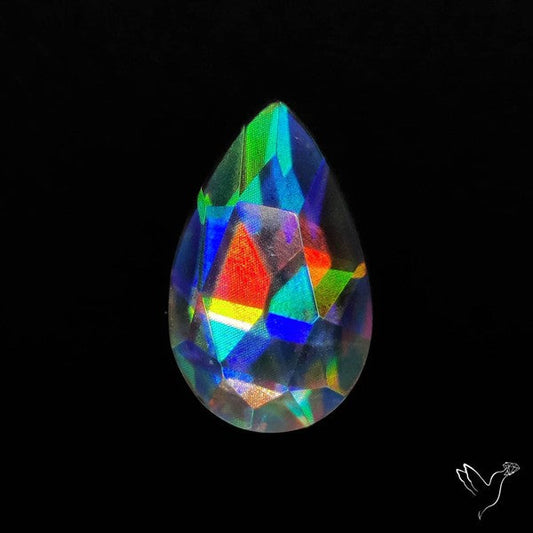 Rose Cut Rainbow Disco Quartz (Upclcled CD & Quartz Doublet)