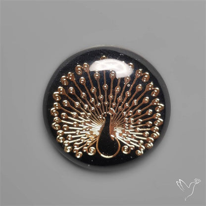 Metallic Peacock Inlay In Black Onyx Doublet