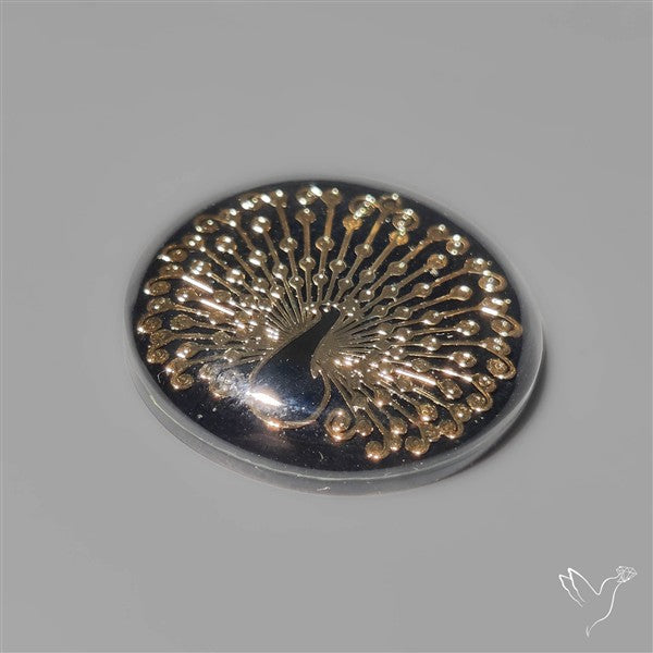 Metallic Peacock Inlay In Black Onyx Doublet