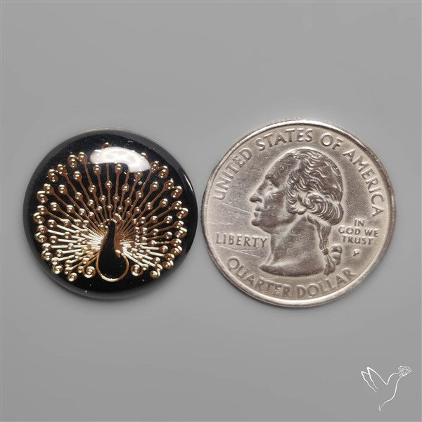 Metallic Peacock Inlay In Black Onyx Doublet