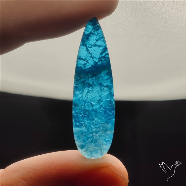 Himalayan Quartz And Neon Apatite Doublet Long Drop Cabochon
