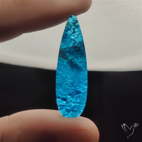 Himalayan Quartz And Neon Apatite Doublet Long Drop Cabochon