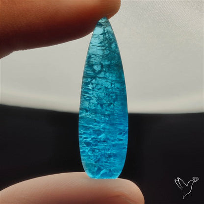 Himalayan Quartz And Neon Apatite Doublet Long Drop Cabochon