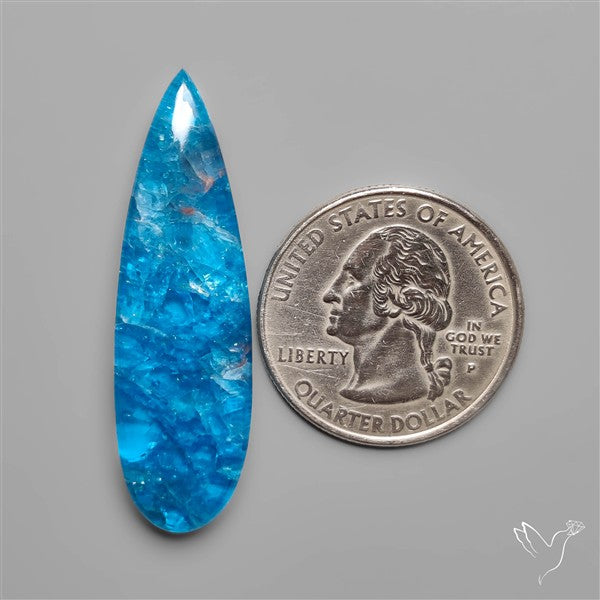 Himalayan Quartz And Neon Apatite Doublet Long Drop Cabochon
