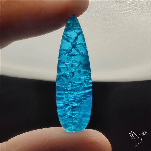 Himalayan Quartz And Neon Apatite Doublet Long Drop Cabochon