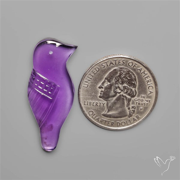 Handcarved Amethyst Sitting Bird