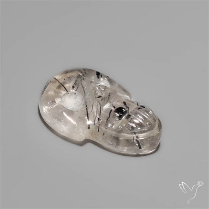 Black Tourmaline In Quartz Skull Carving