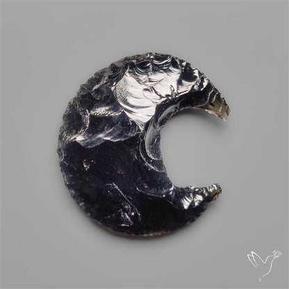Black Obsidian Crescent Etched