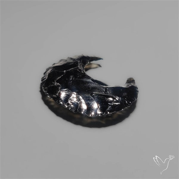 Black Obsidian Crescent Etched