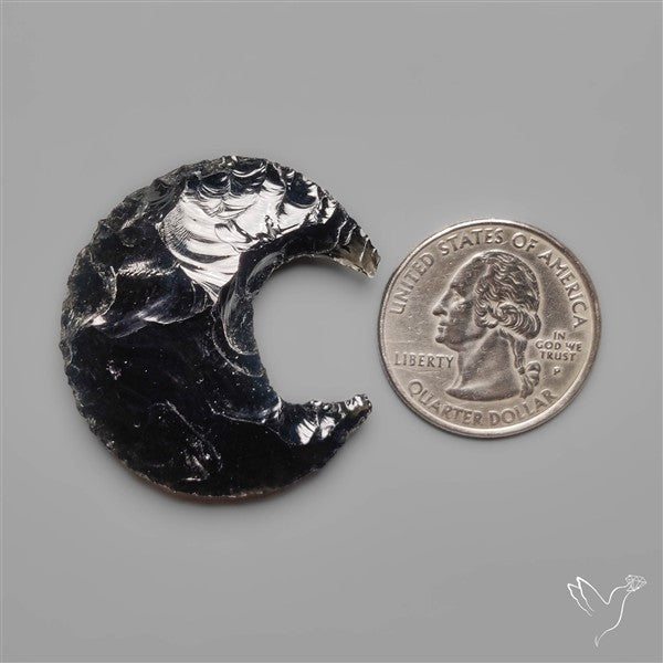 Black Obsidian Crescent Etched