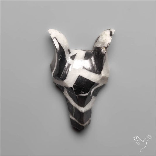 Black Septarian Fox Head Carving