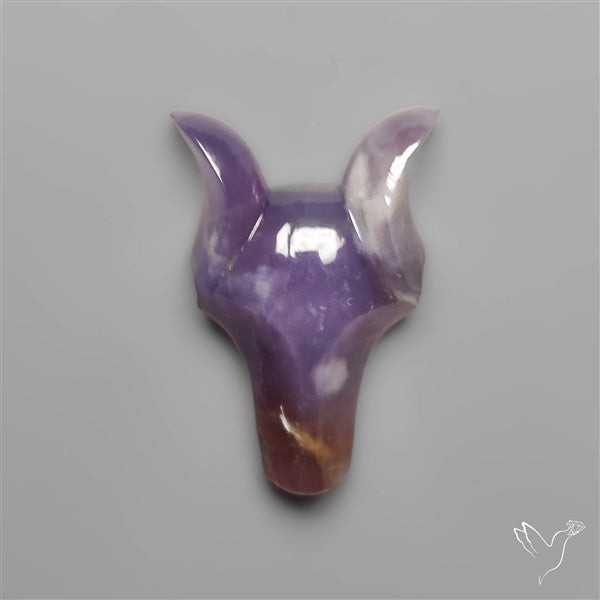Purple Java Chalcedony Fox Head Carving